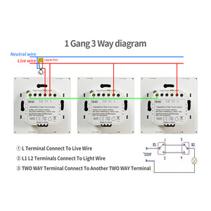 Interruptor Táctil de un Solo Interruptor y Tres Controles Modelo 86 con Panel de Vidrio, Control Multilocalización, 10A, 60x60mm, IP20 - Product Image 4