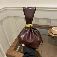 Sac à bandoulière plissé vintage en cuir PU avec poignée supérieure nouée pour femme – Vente en gros