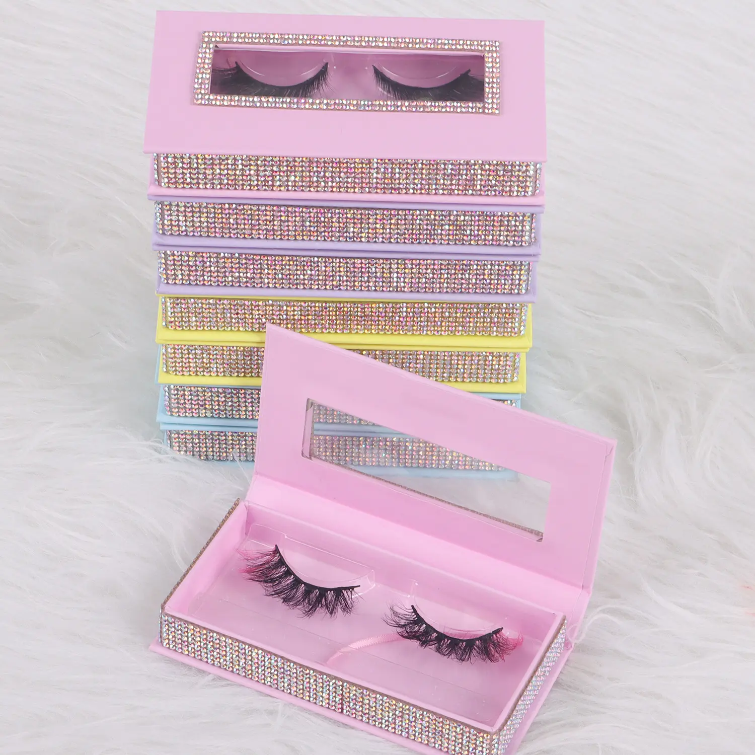 Fabrieksprijs Pbt Faux Nertsen Strip Lash 20 Bakjes Roze Russische Strip Wimpers 19Mm