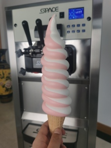 Machine à glace compacte de table SPACE, certifiée CE, 2+1 saveurs mixtes, pour la fabrication de crèmes glacées, en vente, modèle T230 - Product Image 2