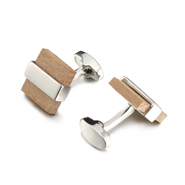 New Arrival Factory Price Customized Wood Cufflinks Metal Classic Cufflinks For Men's Shirt