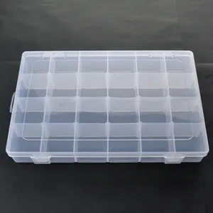 Caja organizadora de plástico transparente de 24 rejillas, contenedor de almacenamiento con divisores ajustables, organizador artesanal, caja de cuentas