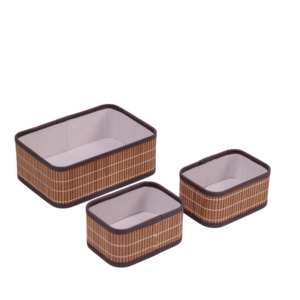 Set of 3 Twins New <strong>Bamboo</strong> Basket Cute <strong>Storage</strong> Boxes Round Woven <strong>Bamboo</strong> <strong>Storage</strong> Boxes &amp; Bins Candy <strong>Box</strong> Accessories - Product Image 5