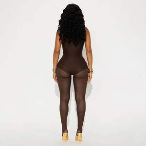 Combinaison moulante sans manches pour femme 2026, en maille, une pièce, sans couture, froncée, tenue de soirée et club - Product Image 4