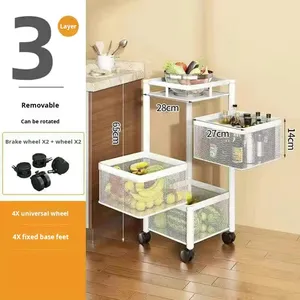 Estante Moderno Sostenible de Acero al Carbono de 5 Niveles para Cocina de Pie Giratorio para Almacenamiento de Frutas y Verduras con Cesta de Alambre - Product Image 6