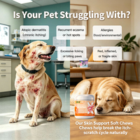 Compléments nutritionnels pour animaux de compagnie Compléments pour la peau et le pelage Compléments contre les allergies Soulagement des démangeaisons Friandises à mâcher moelleuses Pour tous les âges
