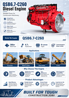 Moteur diesel SCDC DCEC Cummins QSB6.7-C260 260HP 6.7L turbo refroidi par eau, complet avec rail commun et ECU pour excavatrice et chargeuse