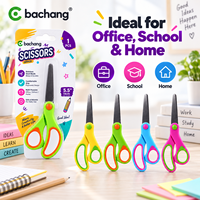 Ciseaux de bureau Bachang en acier inoxydable, lame tranchante, poignée confortable, outil de coupe coloré pour l'école, la maison et l'artisanat, emballage sous blister