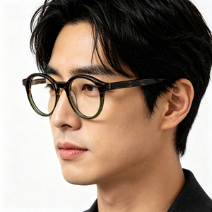 Montatura per Occhiali Flowerfour in Stile Semplice e Rotondo, Lussuosa e Trendy in Acetato Spesso per Uomo e Donna - Product Image 1