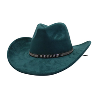 Sombrero de Vaquero/a de Cristal con Pedrería para Desfile de Moda, Accesorio de Disfraz para Despedida de Soltera, Sombrero Fedora de Ante con Borde de 9.5cm