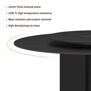 <span class=keywords><strong>2025</strong></span> hiện đại sang trọng gốm bàn ăn đặt vòng với lười biếng Susan 4-6 chỗ ngồi thép không gỉ chân đồ nội thất nhà - Product Image 3