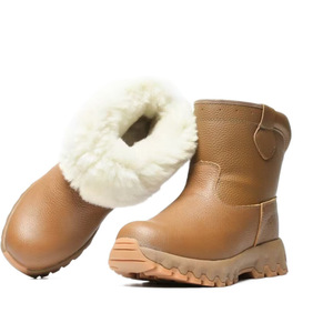 Bottes de neige en cuir pour homme, antidérapantes, à talon bas, chaudes pour l'hiver, pour temps froid - Product Image 4