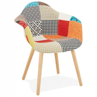 Silla de retales con patas de madera de haya, muebles para el hogar, material de tela, varios patrones, oferta de fábrica