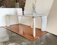 Ensemble de table à manger en marbre blanc de Carrare, design italien de luxe, tendance 2026, meubles en marbre, table basse en marbre, table à dîner
