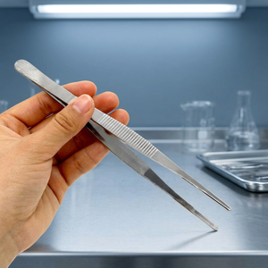 Pinzas de cocina manuales Obexa de acero inoxidable para cuidado de prótesis dentales, limpiador de lenguas, pinzas de cocina con punta curva - Product Image 2