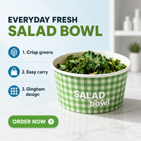 Bol en papier kraft de qualité alimentaire, jetable, pour soupe et nouilles, avec couvercle, conteneur biodégradable pour plats à emporter pour restaurant