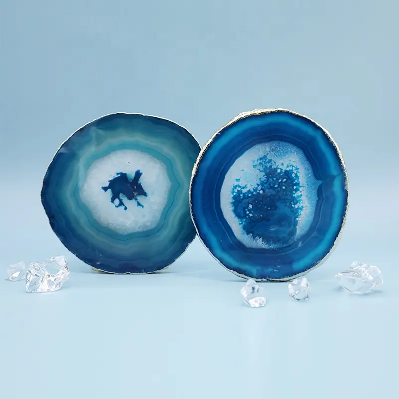 Láminas de ágata azul Natural para sello de cera, pegatinas de cera, almohadilla de sellado de cera, cristales curativos