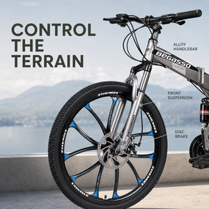 BeGasso Faltbares Mountainbike Doppelte Stoßdämpfung Scheibenbremse Variable Geschwindigkeit Unisex Vorder-/Hinterradfederung 120kg Carbon - Product Image 3