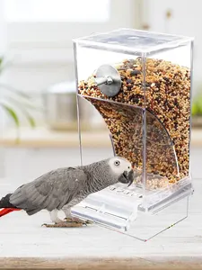 混乱のない鳥の餌箱自動オウムの餌箱飲酒者アクリル種子食品容器ケージアクセサリー中小インコ用