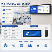 Layar LCD Bar Terentang 9.1 Inci 822x260 Kecerahan Tinggi WiFi USB untuk Iklan di Tepi Rak Supermarket