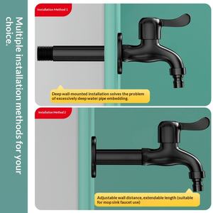 <span class=keywords><strong>Robinet</strong></span> de jardin allongé en acier inoxydable SUS304 noir mat, à ouverture rapide, pour extérieur, mural, à col long, pour buanderie - Product Image 3