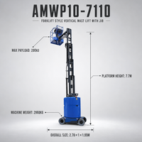 Plateforme de travail aérienne électrique automotrice AMWP10-7110, prix usine, hauteur de travail 10m, capacité de charge 200kg