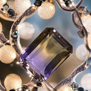Emerald Cut 8x10mm 100% Natural Amethyst <b>Stone</b> with Color Play 2.7 Carat 8x10 Hole Diameter Waxing/Oiling Treated - Product Image 3