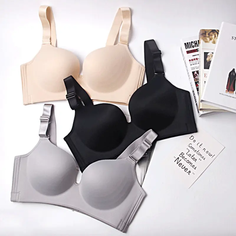 Dropshipping Filles Mode Simple Solid Color Push up Wireless T-shirt Bra Comfort Women Seamless Bra Nylon Woven Adults 3 Piece