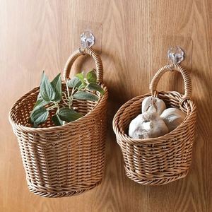 Grands paniers ronds en osier, <span class=keywords><strong>panier</strong></span> à bois de chauffage en cuir foncé, bac de rangement, <span class=keywords><strong>panier</strong></span> à <span class=keywords><strong>linge</strong></span> en jonc de mer tressé avec séparateur, forme de sac - Product Image 3