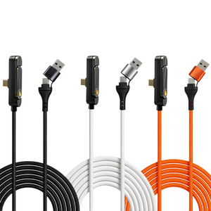 Nouveau support de téléphone avec câble USB <span class=keywords><strong>30</strong></span> <span class=keywords><strong>broches</strong></span> à tête coudée double C, conception tressée, 240W, support pliable - Product Image 1