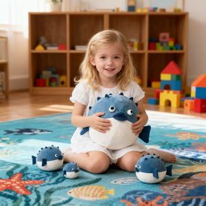 Nuovo arrivo divertente coccodrillo arrabbiato pesce palla peluche Super carino paffuto cuscino per bambini PP cotone regalo di compleanno - Product Image 6