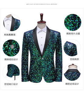 Traje de Lentejuelas 3D para Hombre, Tallas M-3XL, Informal, Colorido, para Club Nocturno, Actuaciones en Escenario, Presentador, Cantante, Chaqueta Colorida - Product Image 4