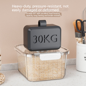 Scale Rice Bucket <strong>Triple</strong> Layer Seal Eco Friendly Durable Freshness Preservation Design Transparent PET Material Large <strong>Storage</strong> - Product Image 2