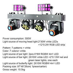إضاءة مسرح LED متعددة الألوان مع تأثيرات ليزر وستروب على شكل فراشة للحفلات والمناسبات مع حقيبة ناعمة - Product Image 2
