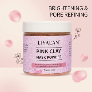 Masque en poudre d'argile <span class=keywords><strong>rose</strong></span>, nettoyage en profondeur, affinage des pores, éclaircissement, purification, exfoliation, masque facial à la boue <span class=keywords><strong>florale</strong></span>, kaolin 160g - Product Image 1