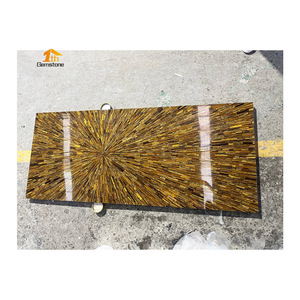Piedra de <span class=keywords><strong>Ojo</strong></span> de Tigre <span class=keywords><strong>Dorado</strong></span> Natural con Forma Reflexiva Personalizada, Losa Rectangular para Mesa o Encimera - Product Image 2