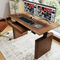Bureau assis-debout moderne à double moteur en bois massif, conversion modulaire, hauteur réglable électriquement