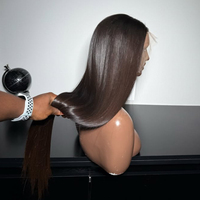 Peluca 13x6 sin pegamento HD marrón claro transparente para cabello virgen Remy vietnamita liso extremo, duración de 2-3 años