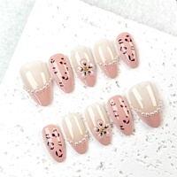 Autocollants 3D en résine Weiyu pour ongles, motif léopard rose perlé, pour femmes, origine Zhejiang, abricot court