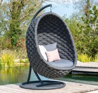 Nouvelle chaise suspendue en métal pour patio, balcon, jardin, en forme d'œuf, avec tissu imperméable et tressage en corde, pour l'extérieur