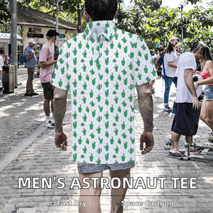Camiseta de Verano Ligera para Hombre, 180 g/m², Tejida, 100% Algodón, Estampado por Sublimación, Diseño de Astronauta, Cuello Redondo, Manga Corta, Corte Regular - Product Image 2