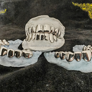<span class=keywords><strong>Grillz</strong></span> Dents en Moissanite et Diamant VVS Sertis Nid d'Abeille, Joaillerie Fine Hip Hop Argent 925 Plaqué Or Véritable sur Mesure - Product Image 5
