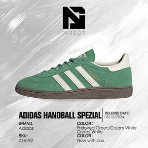 Adidas Handball Spezial 'preloved Green Gum' รองเท้าผ้าใบแบบผูกเชือก หัวกลม ลายทาง ระบายอากาศได้ดี รองเท้าลำลอง รองเท้าสเก็ตบอร์ด - Product Image 6