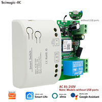 Module de relais de télécommande intelligent WiFi 1CH AC 85-250V, contrôleur d'automatisation universel, compatible avec Tuya et Alexa Google