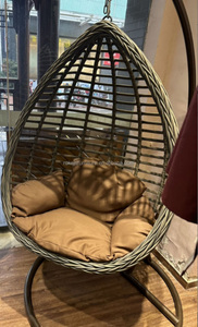Chaise suspendue en rotin pour <span class=keywords><strong>nid</strong></span> <span class=keywords><strong>d</strong></span>'<span class=keywords><strong>oiseau</strong></span> en plein air Chaise suspendue pour les loisirs <span class=keywords><strong>d</strong></span>'intérieur Chaise à oeufs suspendue pour l'extérieur avec cadre en métal - Product Image 5