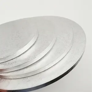 Planche de base de gâteau blanche ronde de 12mm d'épaisseur feuille d'or étanche et gaufré de qualité alimentaire 8 10 12 14 16 pouces tambour à gâteau pour gâteau