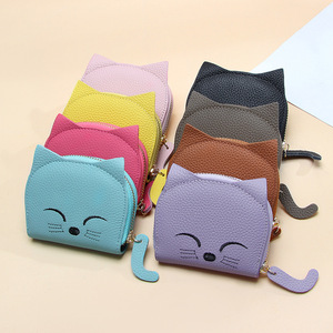 Nouveau Porte-cartes en Cuir Véritable Motif Chat Mignon, Portefeuille Dessin Animé Style Ins, Usine Personnalisée OEM/ODM, Étui à Cartes Multi-emplacements - Product Image 2