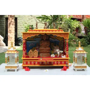 مندر بوجا خشبي كبير الحجم اشترِ واحدًا كبيرًا واحصل على اثنين مجانًا معبد هندي للمنزل مندر ديني جبل حائط معبد للعبادة