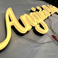Lettres LED 3D personnalisées en résine gelée haute brillance, enseigne lumineuse colorée en époxy acrylique pour magasin, café, devanture de commerce, bâtiments, bureau, voiture