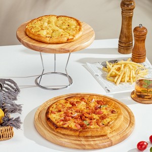 <span class=keywords><strong>Planche</strong></span> à <span class=keywords><strong>pizza</strong></span> ronde en <span class=keywords><strong>bois</strong></span> avec support métallique, plateau de service pour <span class=keywords><strong>pizza</strong></span> pour la présentation en restauration, outils et fournitures - Product Image 1